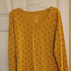 Sonoma Women's Mustard Floral Long Sleeve Tee